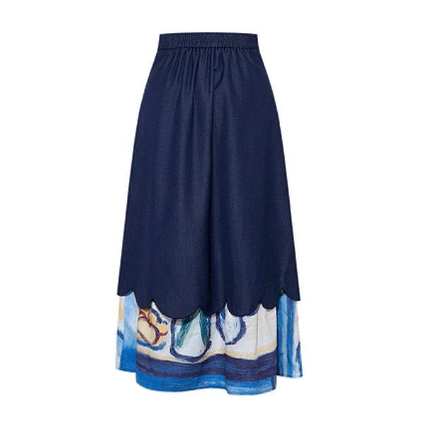 レトロ可愛い花刺繍レイヤードスカート《Z01056》