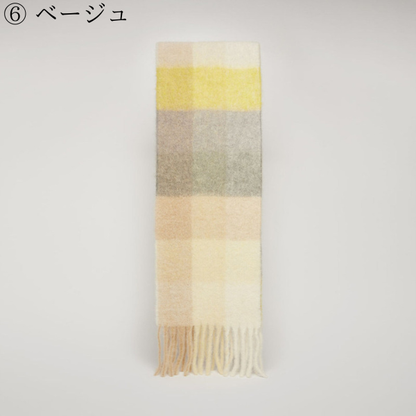 【8color】マルチカラーが映えるロング丈ブロックチェックマフラー《Z01185》