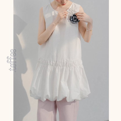 【2color】ふんわり咲く花モチーフのバルーンワンピース《Z01073》