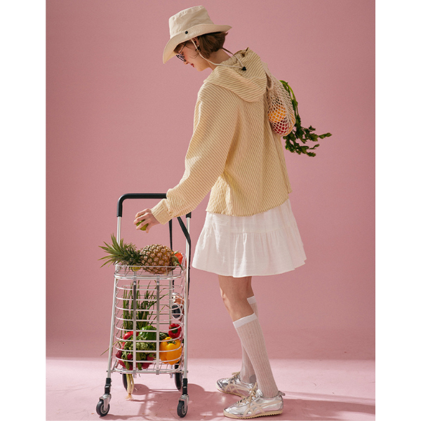 【2color】フード付きオーバーサイズストライプシャツ Z00130