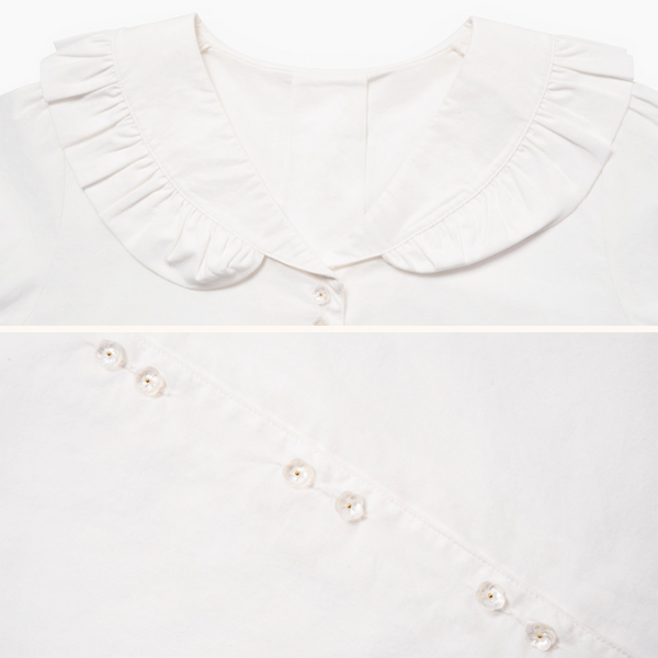 フリル襟が揺れるホワイトブラウス《Z01083》