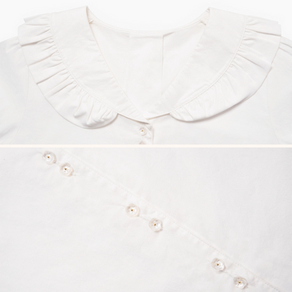 フリル襟が揺れるホワイトブラウス《Z01083》