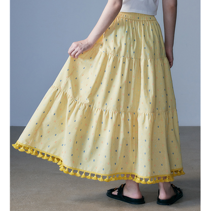 【2color】タッセル付きＡラインロングスカート　Z00331