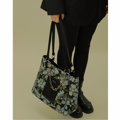 レトロフローラルプリントハンドバッグ AU-362