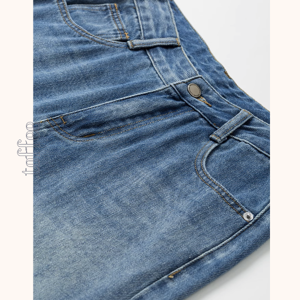 星型アップリケのハイウエストワイドジーンズ《Z00930》