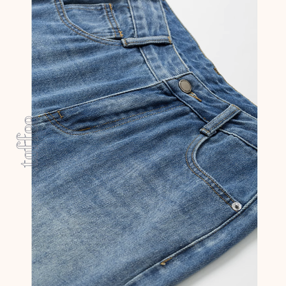 星型アップリケのハイウエストワイドジーンズ《Z00930》