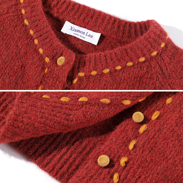 【3color】冬いろステッチと小さなまるボタン《Z01167》