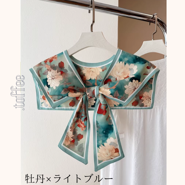 【6pattern】絵柄が彩る＊リボン結びのアートつけ襟ショール《Z01204》