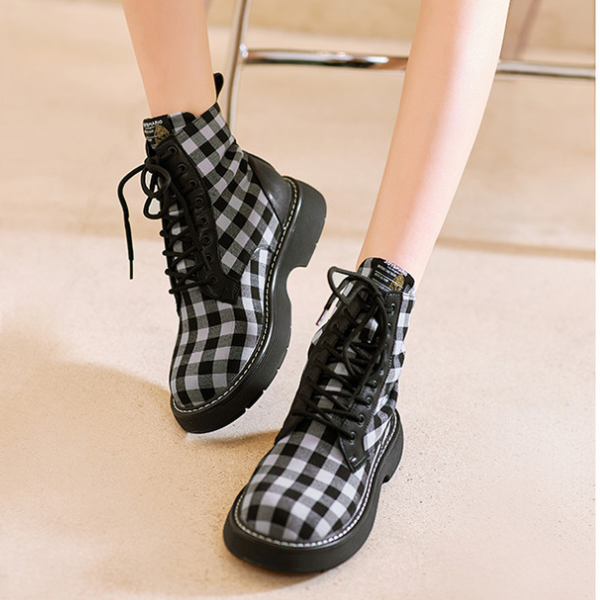 ギンガムチェックハイカットスニーカー　AU-293