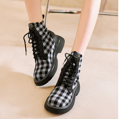ギンガムチェックハイカットスニーカー　AU-293