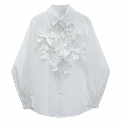 【3color】フロントリボンデザインルーズシャツ Z00049