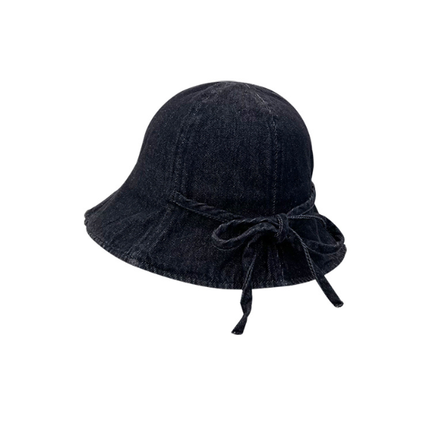【3color】リボン付きウオッシュデニムドームハット Z00159