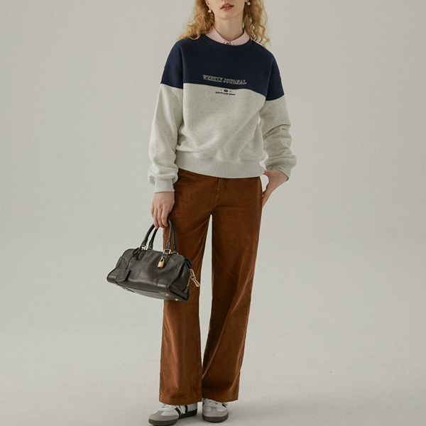 【2color】レター刺繍バイカラースウェット　Z00554