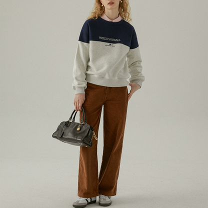 【2color】レター刺繍バイカラースウェット　Z00554