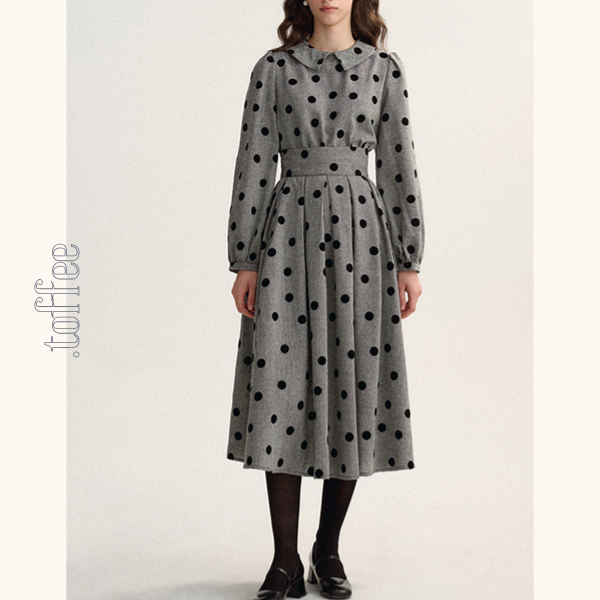 グレートップ＆ロングスカートのポルカドットセットアップ　Z00529