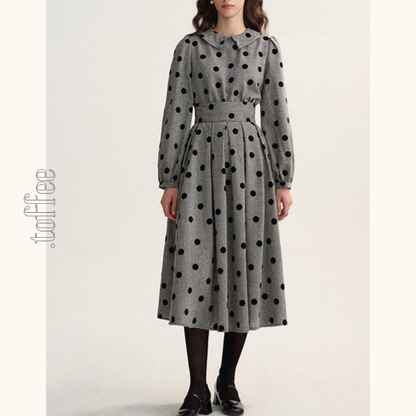 グレートップ＆ロングスカートのポルカドットセットアップ　Z00529
