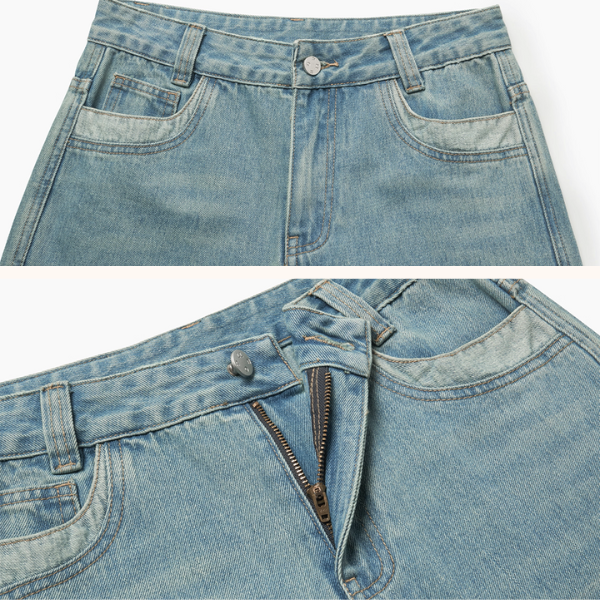 刺繍入りワイドデニムパンツ《Z01097》