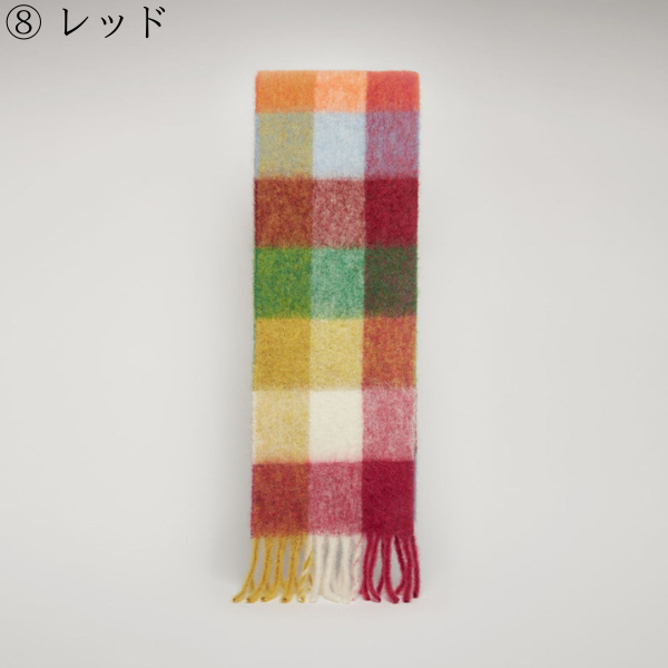 【8color】マルチカラーが映えるロング丈ブロックチェックマフラー《Z01185》