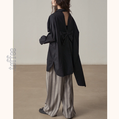 【2color】バックリボンオーバーサイズシャツ《Z00999》