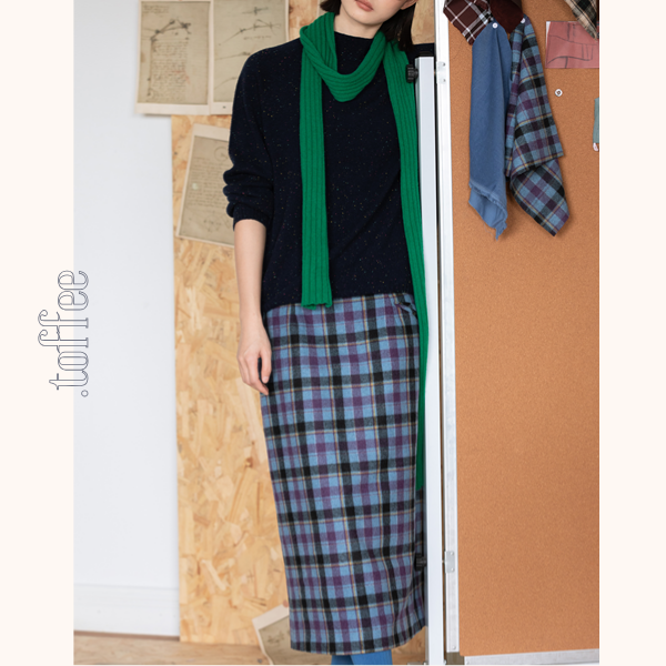 カラフルチェック柄ストレートスカート　《Z00648》