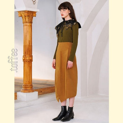 【2color】蕾の様なスリットスカート　C0166