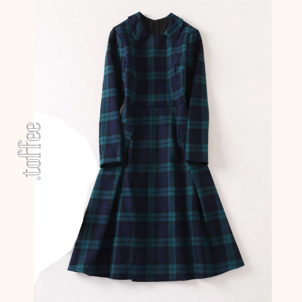 純綿タータンのスリムエレガントワンピ《Z01247》