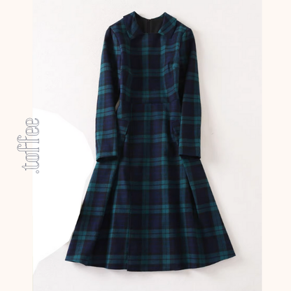 純綿タータンのスリムエレガントワンピ《Z01247》