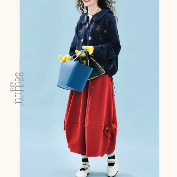 サイドリボンの立体バルーンスカート《Z01353》