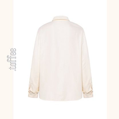 【2color】物語を結ぶリボンとアップリケのシャツ《Z01126》