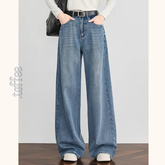 【3pattern】濃色ポケットが映えるハイウエストワイドジーンズ《Z01306》