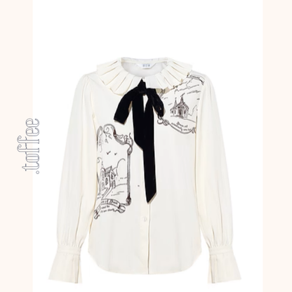 黒リボンと夢の風景ブラウス《Z01131》