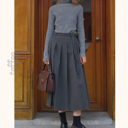 午後の街角とツイードプリーツスカート《Z01161》