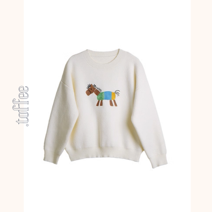 《色彩のたてがみを風に揺らして》ポニー刺繍セーター《Z01147》