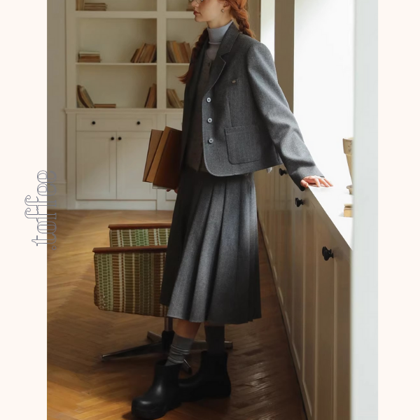 グレー×知的シルエットスーツジャケット《Z01320》