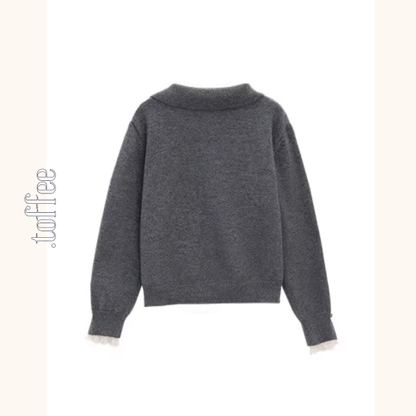 【3color】星降る午後のレース襟ニット《Z01142》