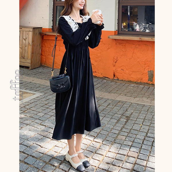 レース襟と歩く、午後の物語ワンピース《Z01154》