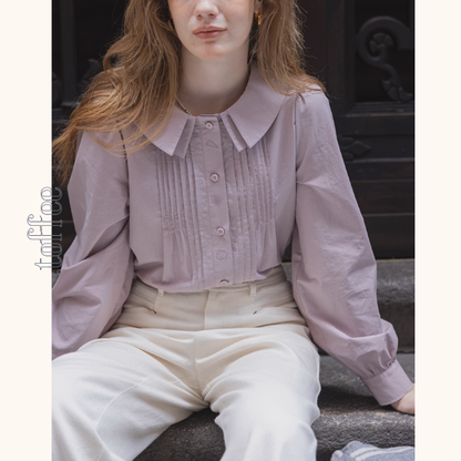 【2color】海辺の記憶を抱く二重襟ブラウス《Z01171》