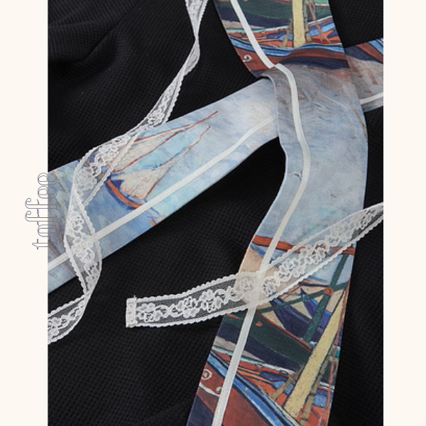 【2color】セーラーカラーと船の刺繍セットアップ《Z01133》