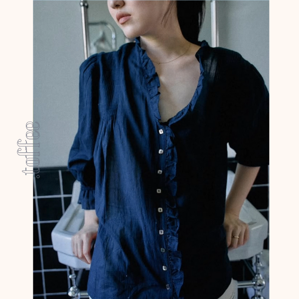 【3color】フリル×キャンディ袖のクラシックシャツ《Z01361》