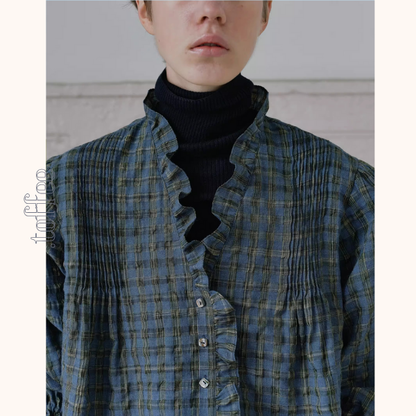 【3color】フリル×キャンディ袖のクラシックシャツ《Z01361》