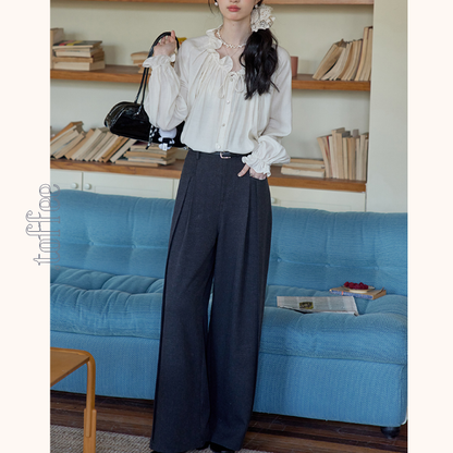 ハイウエストクロップド丈ワイドパンツ 　《Z00763》