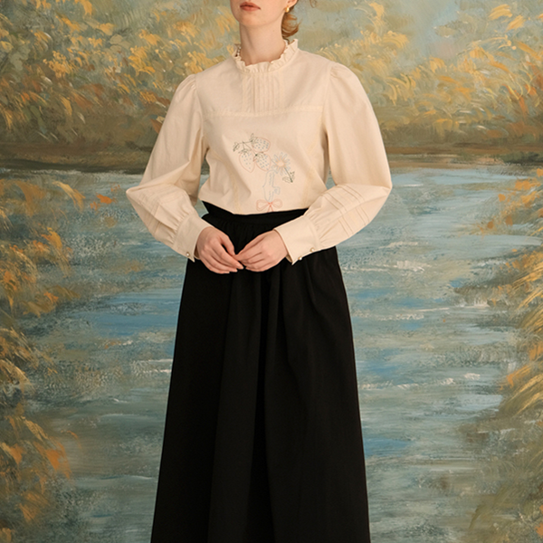 レース＆刺繍コットンブラウス 《Z00623》