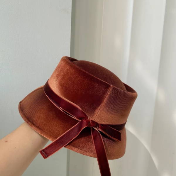 【2color】リボン付きベルベットハット Z00059