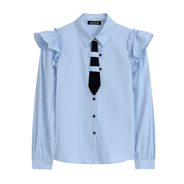 ショートネクタイフリルショルダーシャツ w-154