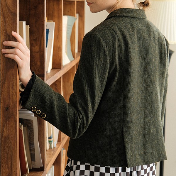 ヴィンテージモスグリーンショートブレザー　Z00510