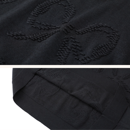 【2color】立体リボン刺繍ニットワンピース《Z01041》