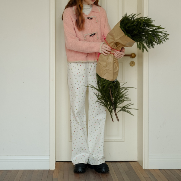 小花柄ワイドレッグカジュアルパンツ Z00017