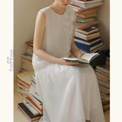 フラワー立体装飾ノースリーブティアードワンピース《Z00887》