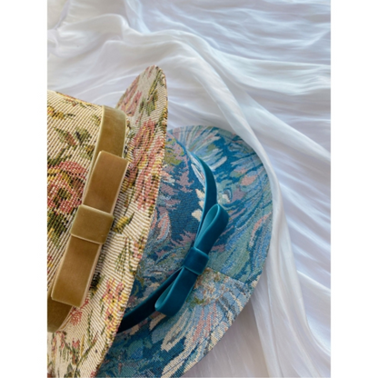 【3color】ゴブラン織り花柄ヴィンテージハット Z00058