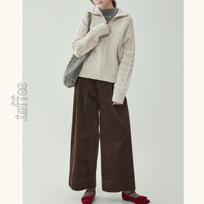 【2color】コーデュロイハイウエストワイドパンツ　《Z00734》